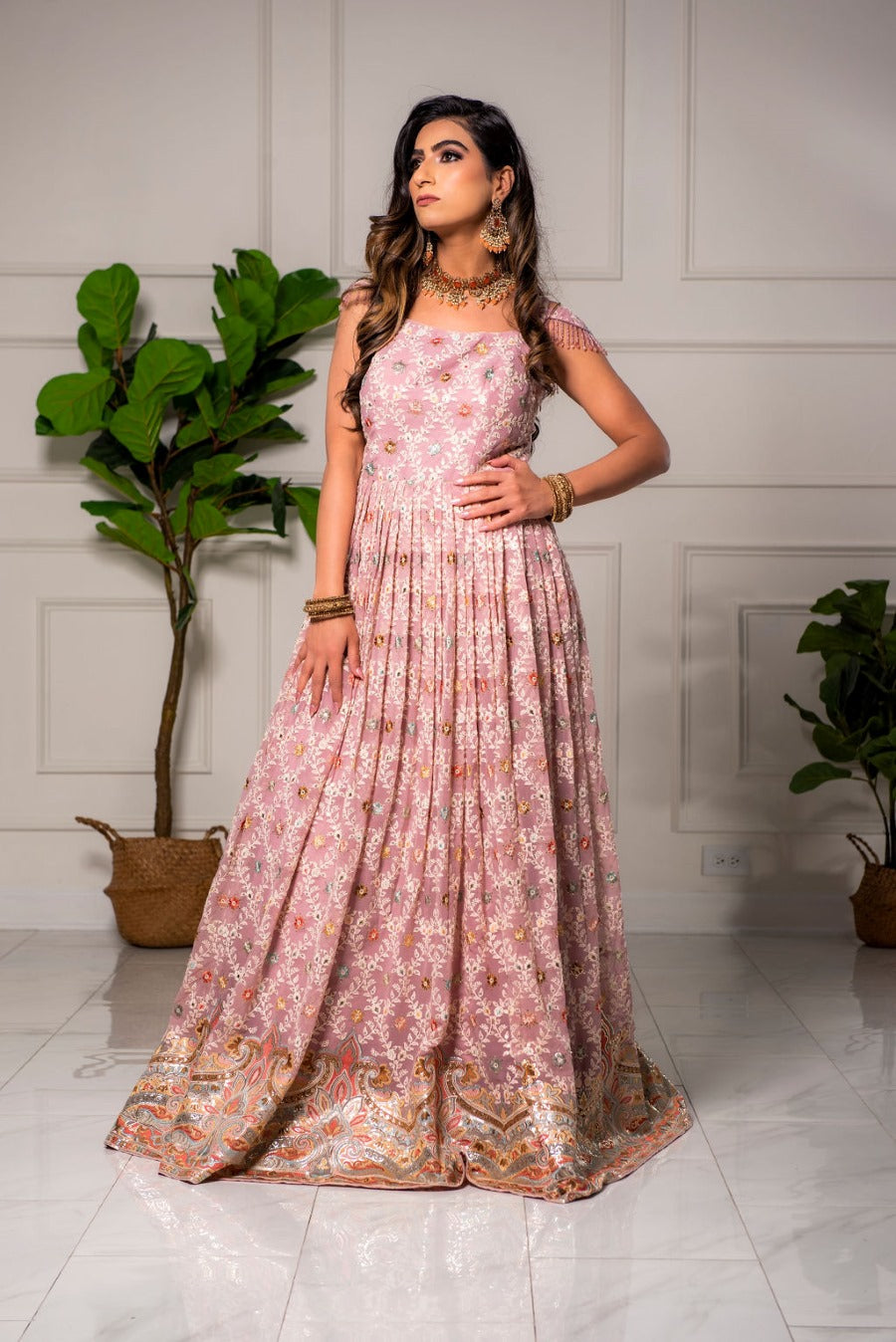 chinese dress ladies Indigo Elegance Long Cotton Anarkali main image 0