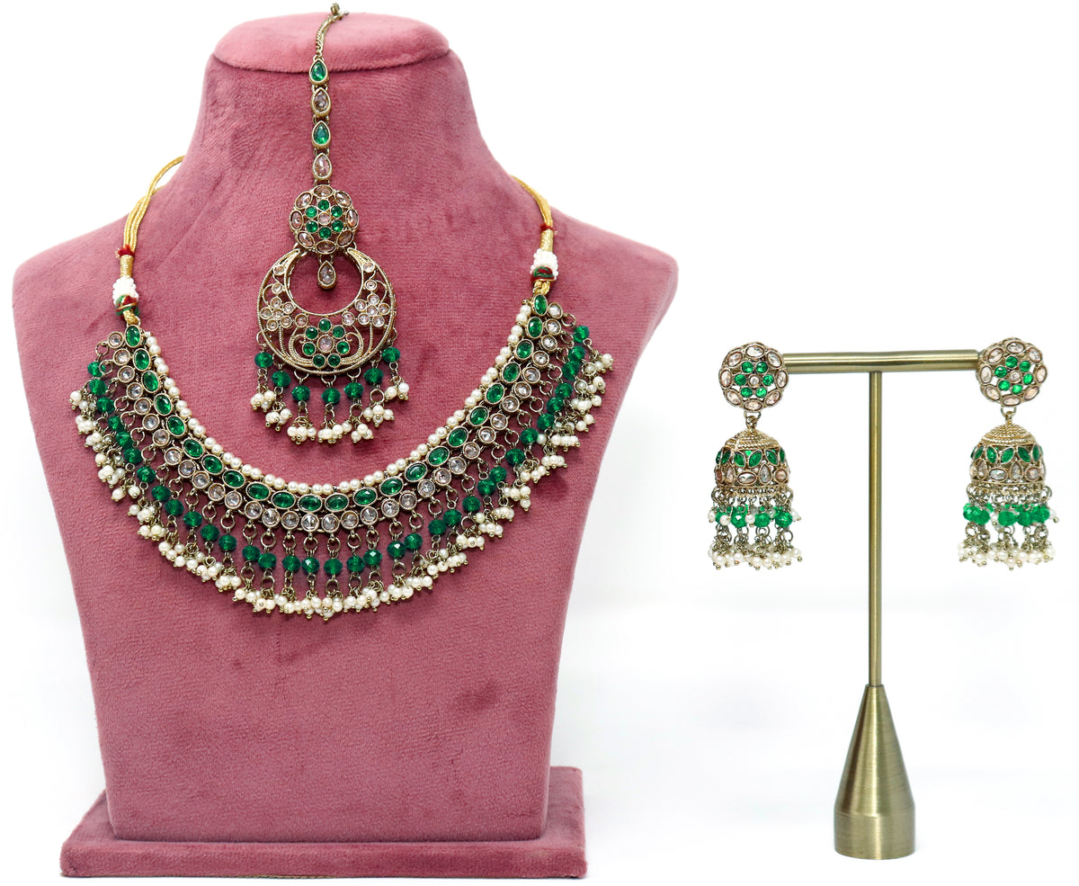 Gold & Green Necklace Set