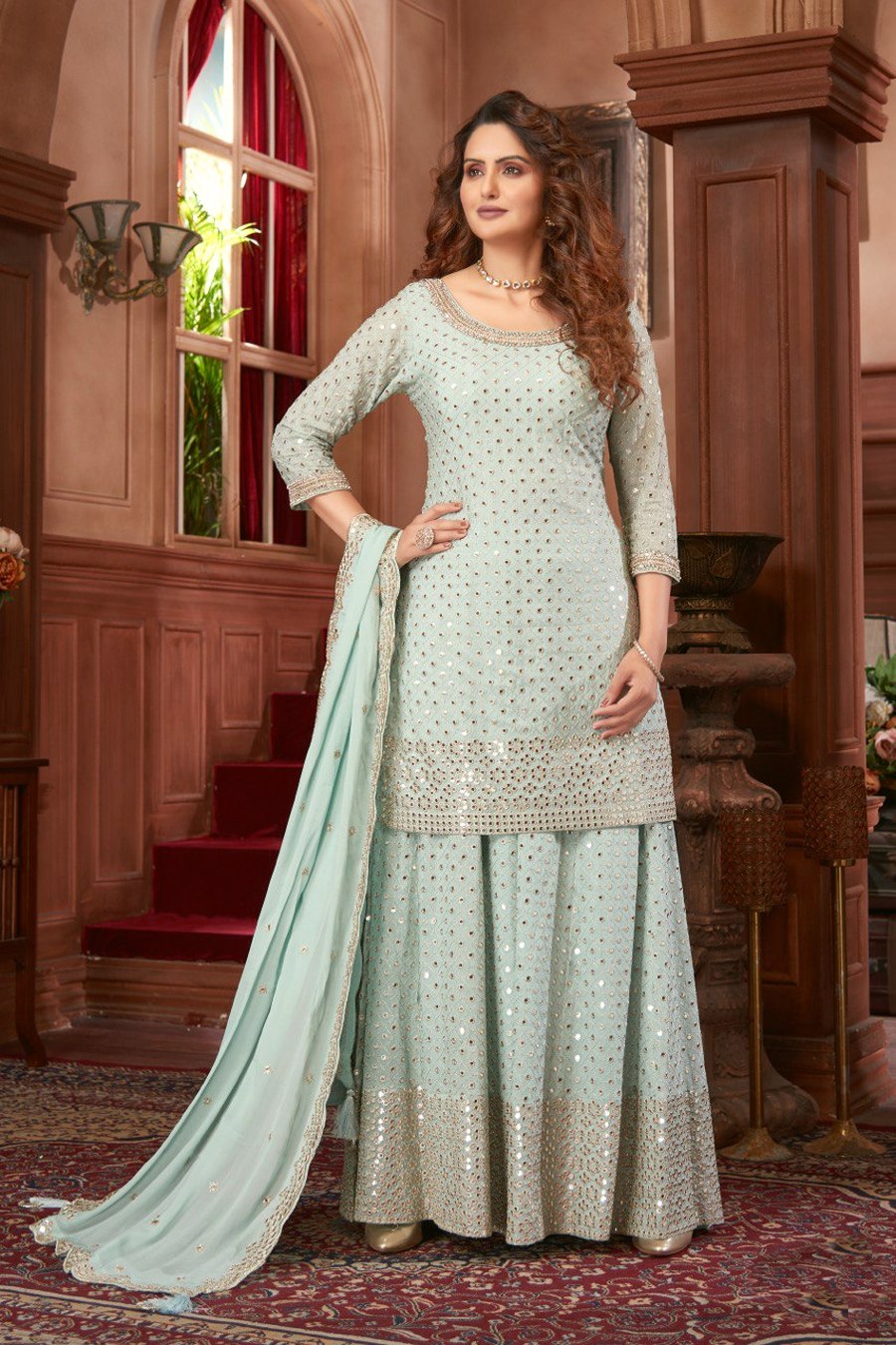 Light Blue Gharara Suit  Roop Sari Palace