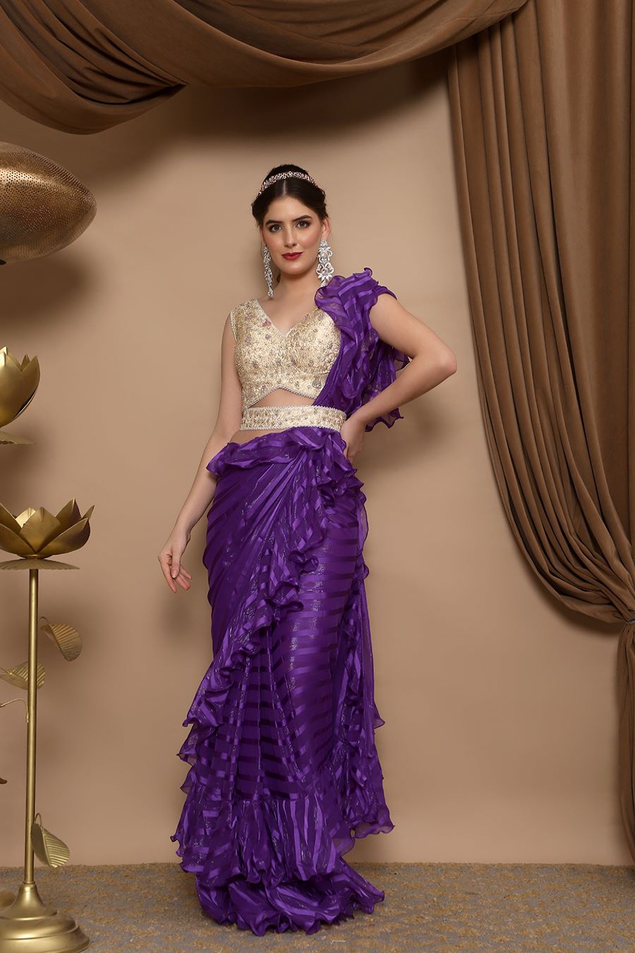 purple saree dress Buy Party Wear Orchid purple Zari Work Paithani Silk Saree Online From  Surat Wholesale Shop