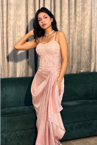 Blush Pink Satin Corset Gown
