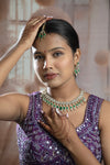 Radiant Silver & Green Color AD Necklace Set