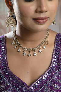 Trendy Silver Color AD Necklace Set