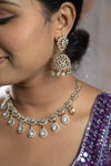 Trendy Silver Color AD Necklace Set