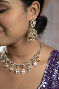 Trendy Silver Color AD Necklace Set