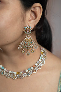 Sparkling Multi Color AD Necklace Set