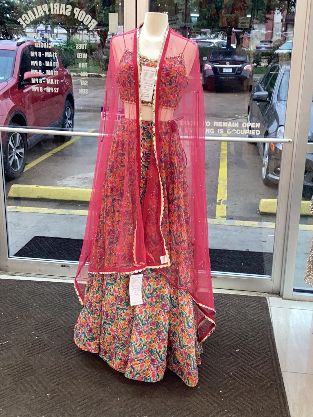 Pink Multi Color Lehenga with Blouse and Dupatta.
