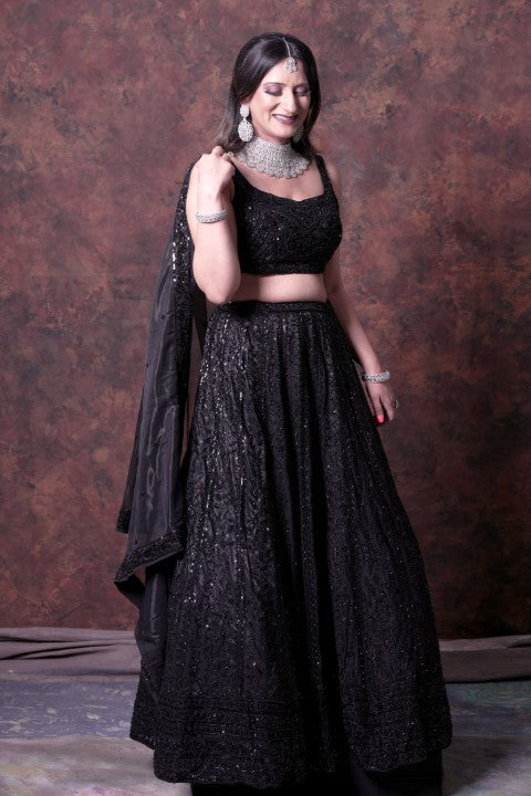 Black Sequence Lehenga Choli