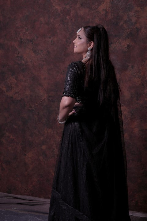 Black Lehenga Choli With Sequence Dupatta.