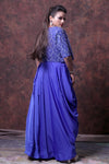 Navy Blue Indo-Western Lehenga Choli With Jacket.