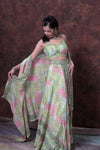 Mint Green and Pink  Digital Print Lehenga Choli With Jacket Style Dupatta.
