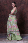 Mint Green and Pink  Digital Print Lehenga Choli With Jacket Style Dupatta.