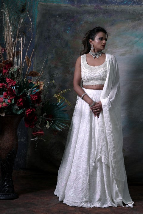 White lehenga choli