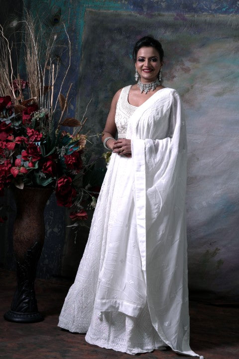 White lehenga choli