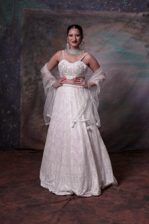 White lehenga choli