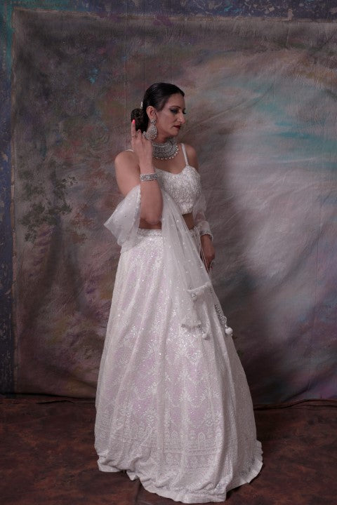 White lehenga choli