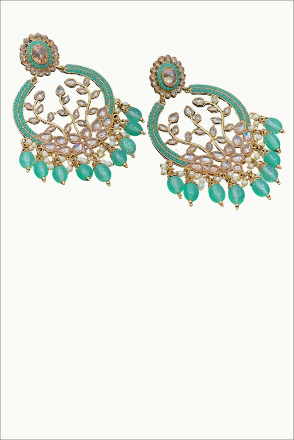Sea Green Kundan Earrings