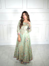 Mint Green Luxury Suit with Gold Embellishments