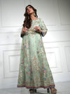 Mint Green Luxury Suit with Gold Embellishments