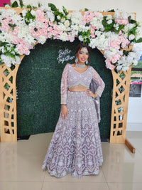 Lavender color Lehenga Choli with Heavy Work Blouse and Dupatta.