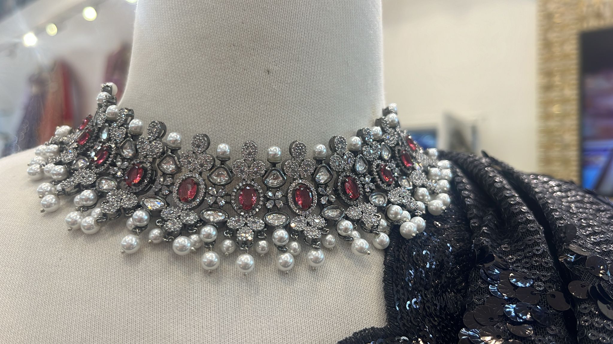 Black saree + necklace set
