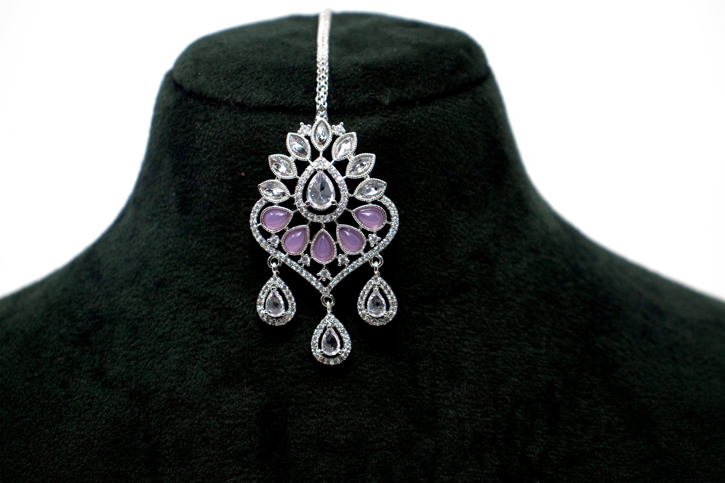 Silver With Lavender  Necklace Set