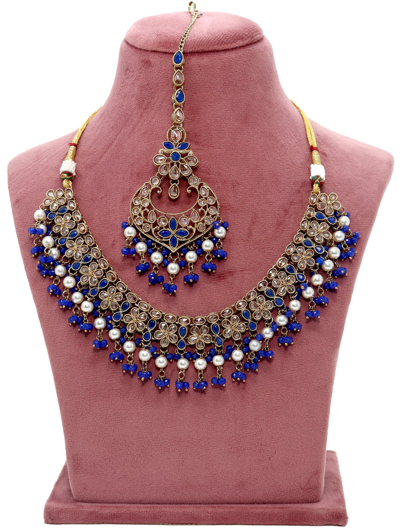 Gold & Royal Blue Necklace Set