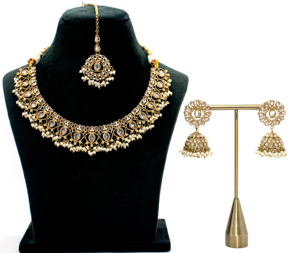 Gold & White Necklace Set