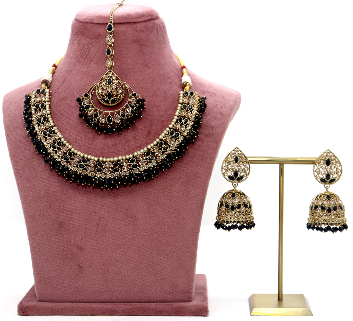 Gold & Black Necklace Set