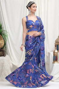 Indian Royal Blue Saree