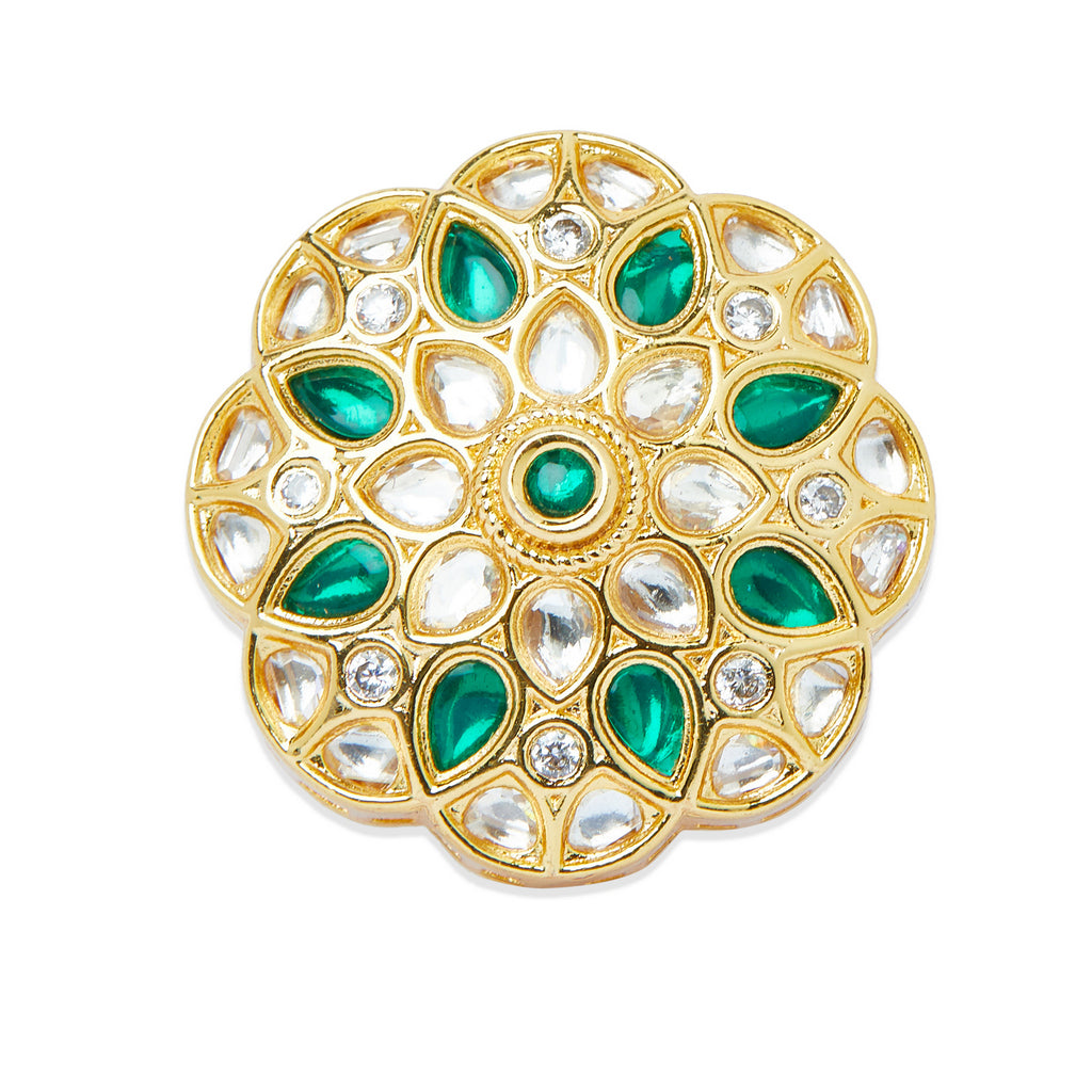 Kundan Ring with Green Stones