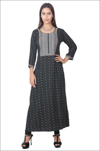 Slate Grey Ladies Kurti With Red and White print