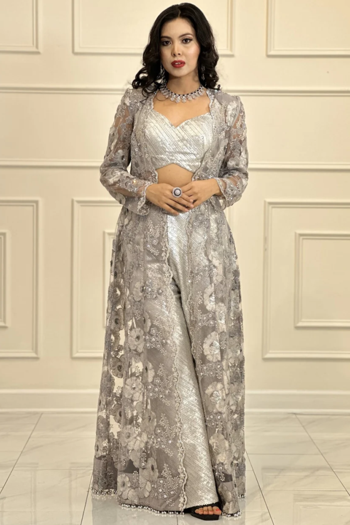 ladies dress palazzo Red georgette palazzo suit for women-G3-GSS3208