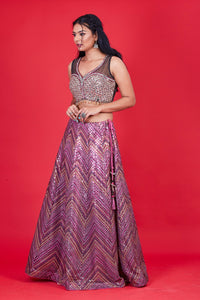 Fancy Purple Multi Color Mirror Choli & Designers Multi Color Lehenga