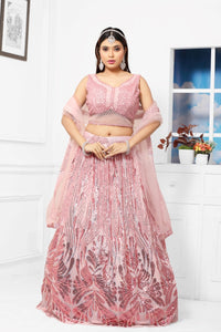 Pink Sequin Lehenga Choli