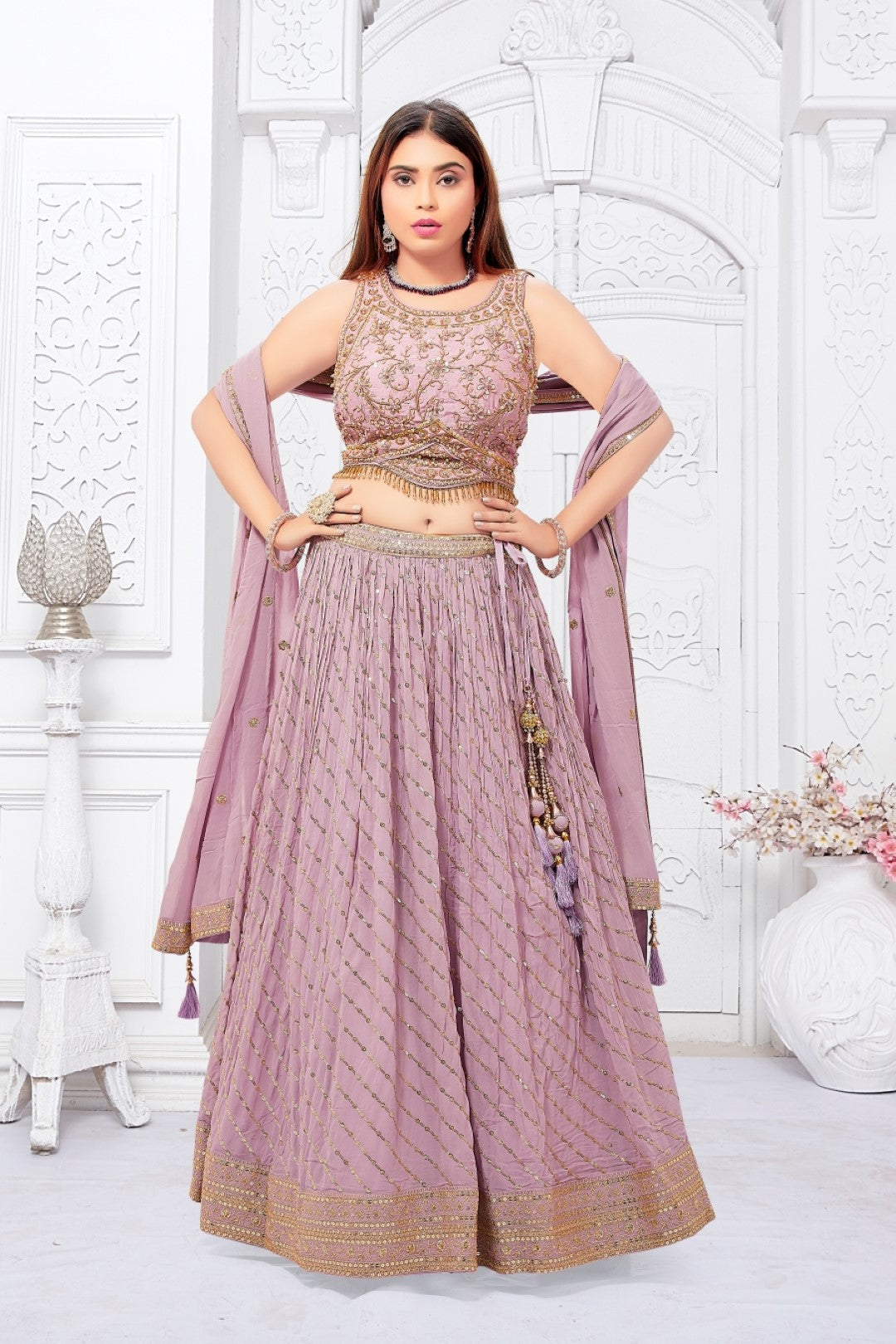 Mauve & Gold Lehenga Choli