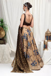 Gold printed lehenga with heavy blouse
