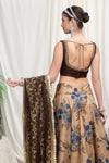 Gold printed lehenga with heavy blouse