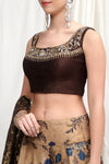 Gold printed lehenga with heavy blouse