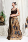 Gold printed lehenga with heavy blouse