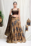 Gold printed lehenga with heavy blouse