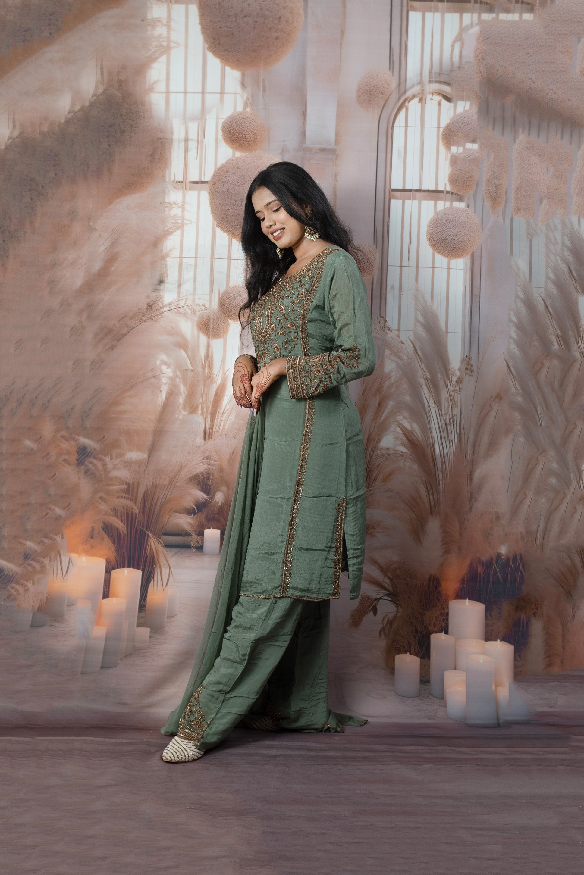 Elegant Green Ladies Suits