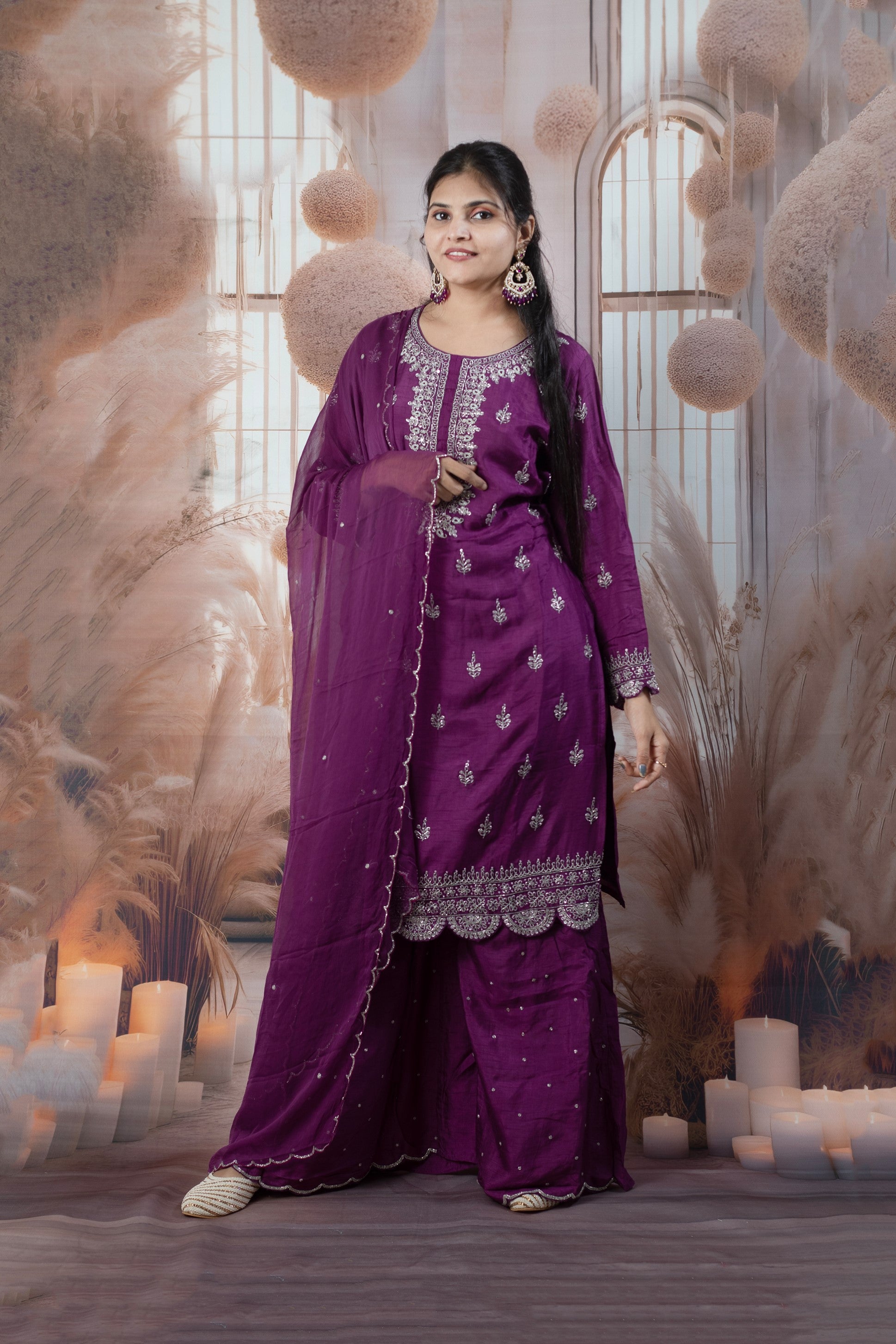 Elegant Purple Color Ladies Suits