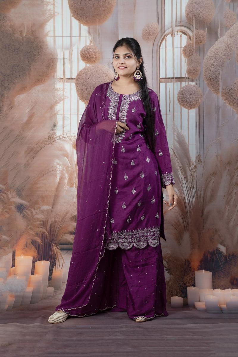Elegant Purple Color Ladies Suits