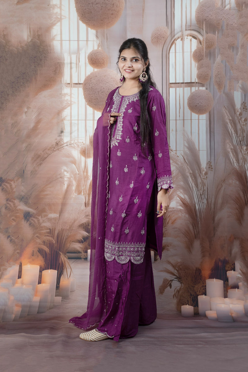 Elegant Purple Color Ladies Suits