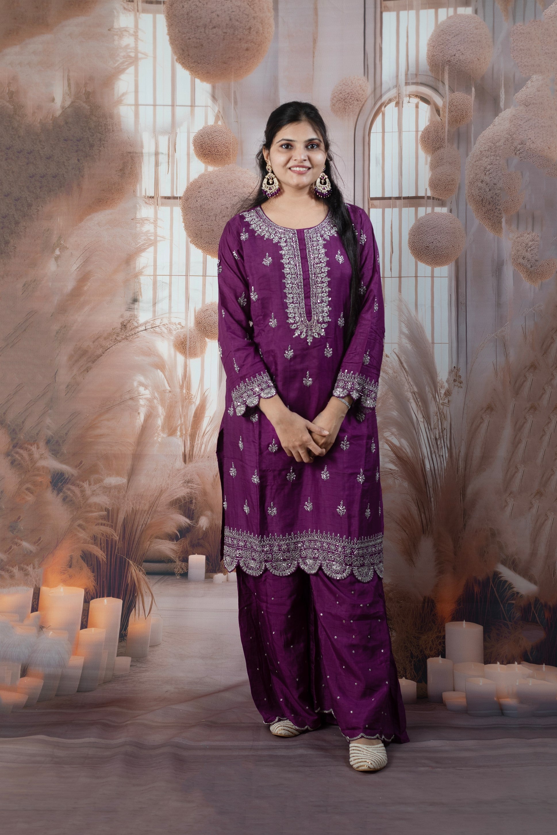Elegant Purple Color Ladies Suits