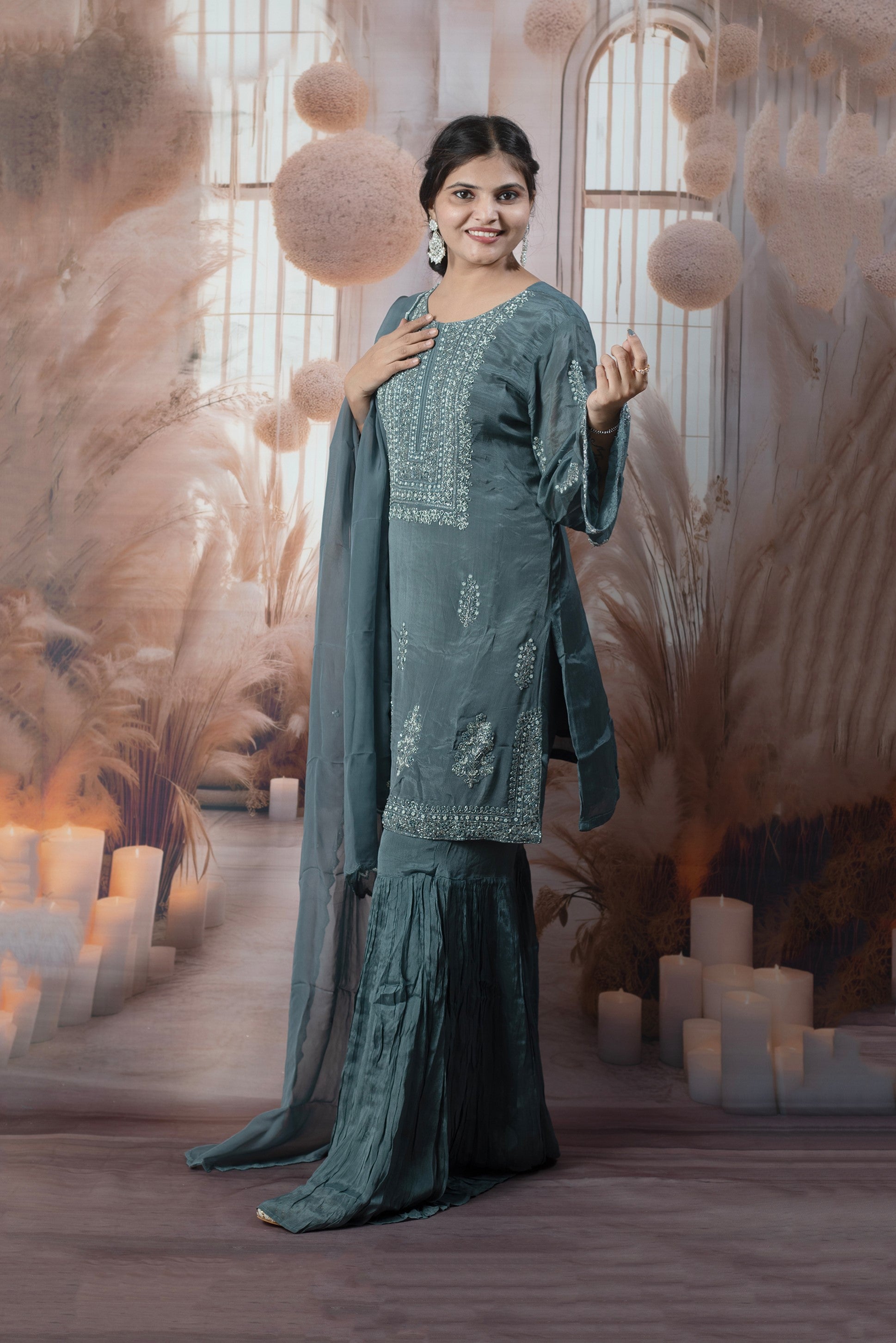 Elegant Blue Color Ladies Suits