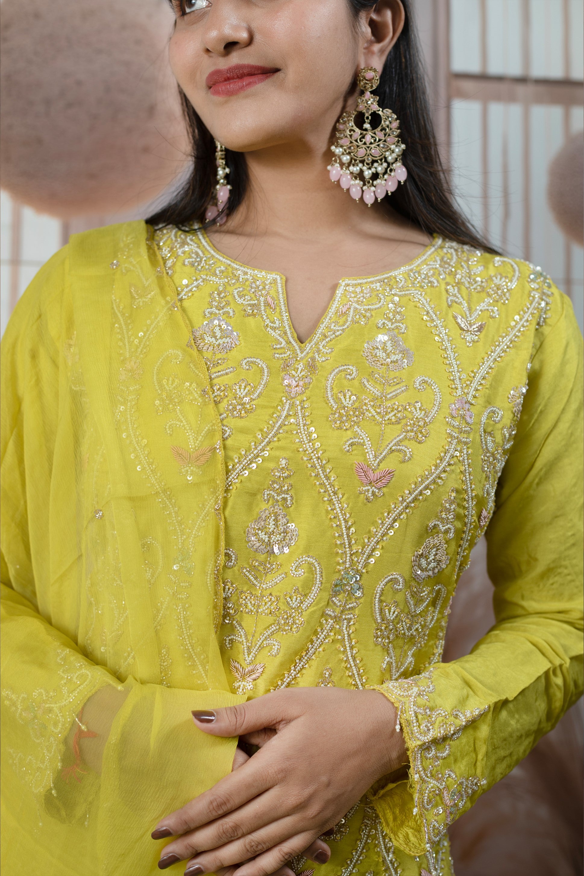 Elegant Yellow Ladies Suits