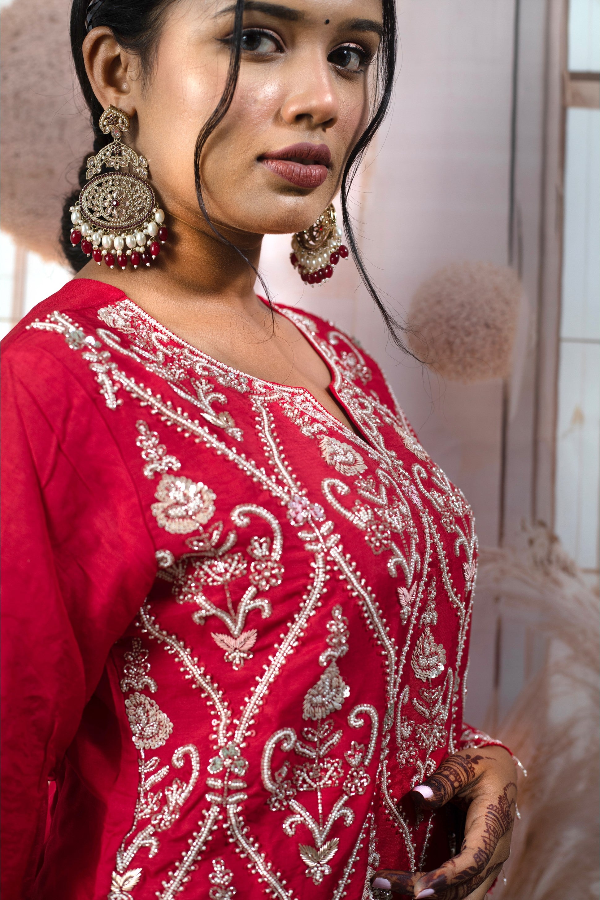 Elegant Red Ladies Suits