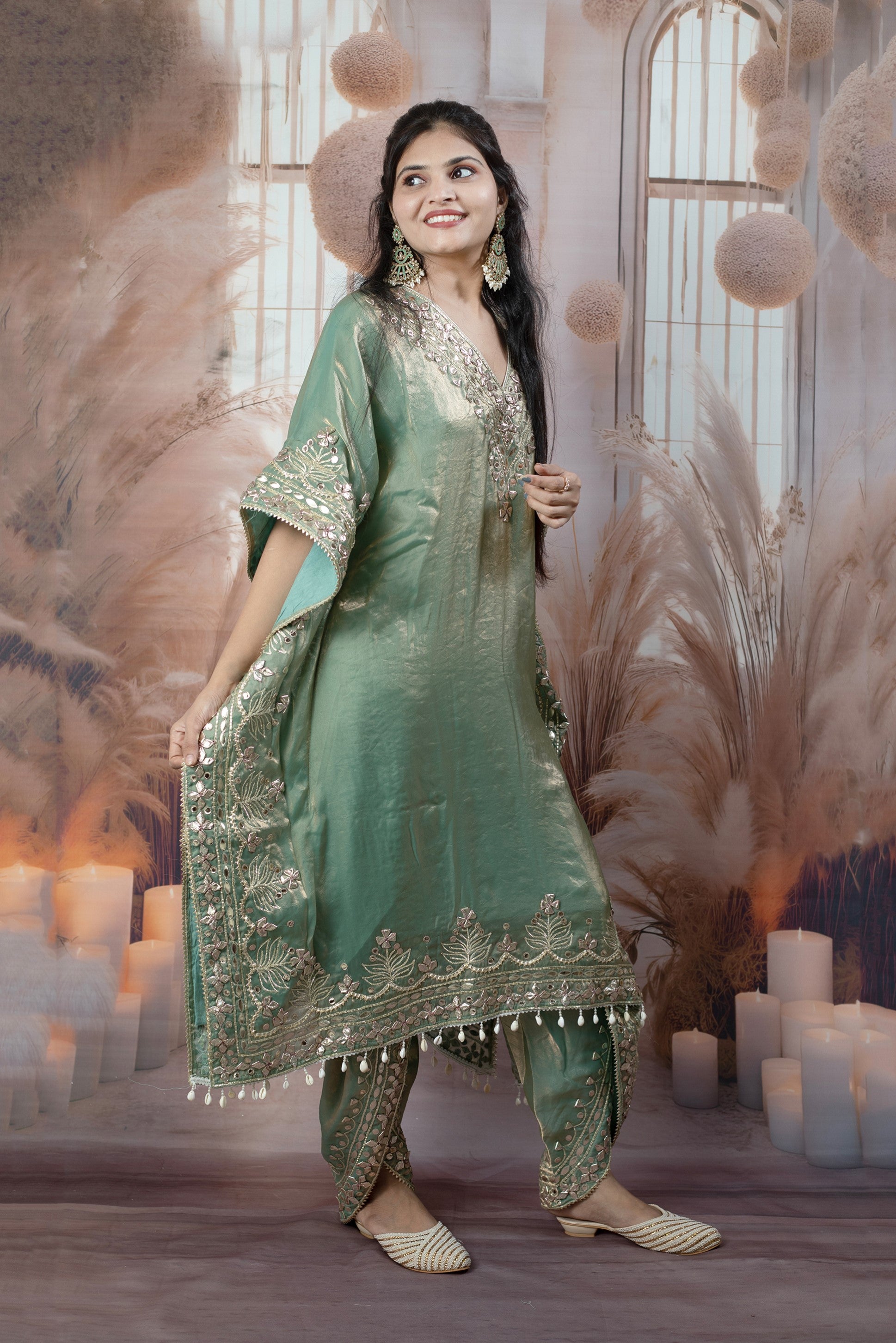 Trendy Green Kaftan Ladies Suits